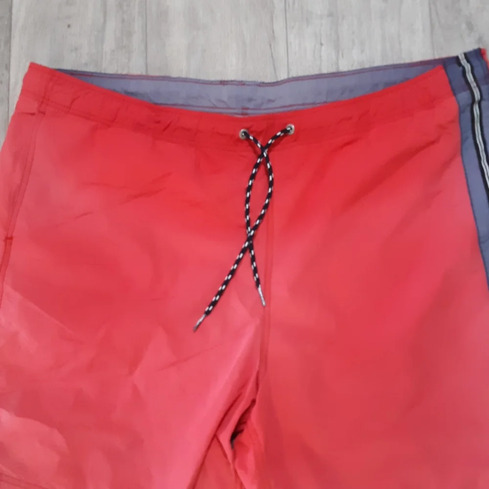 Mens Swimwear Shorts Red  faded tie string waist pool wear mesh NAUTICA b17